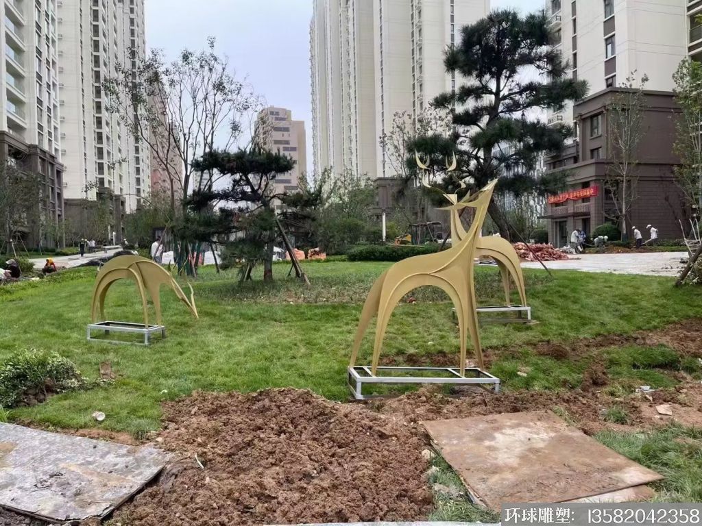 不锈钢抽象鹿雕塑 不锈钢抽象鹿雕塑