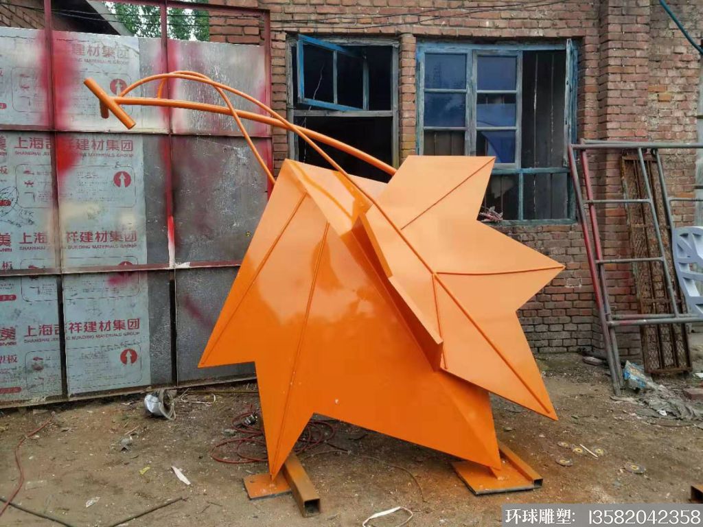 秋天的枫叶雕塑,不锈钢枫叶雕塑,公园景观枫叶雕塑