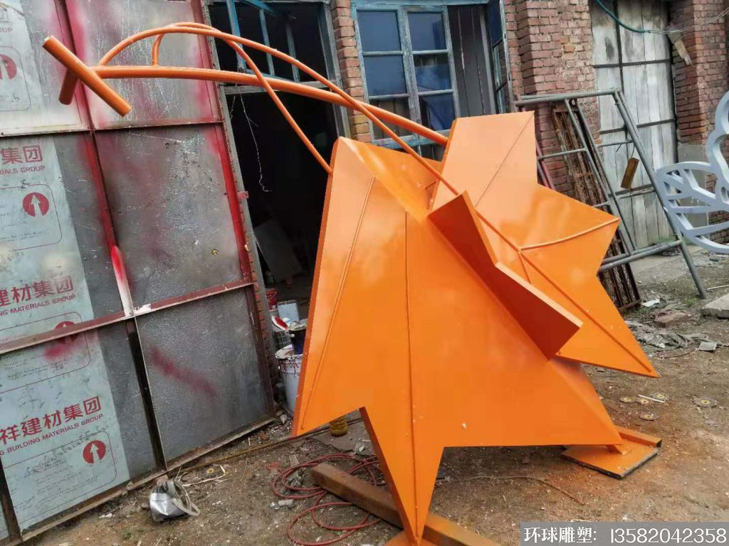 秋天的枫叶雕塑,不锈钢枫叶雕塑,公园景观枫叶雕塑1